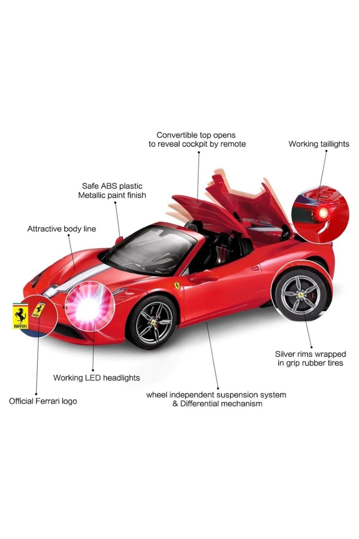 1:14 Uzaktan Kumandalı Araba Ferrari 458 Speciale Oto Kapı Açılan 27 Mhz Usb Işıklı