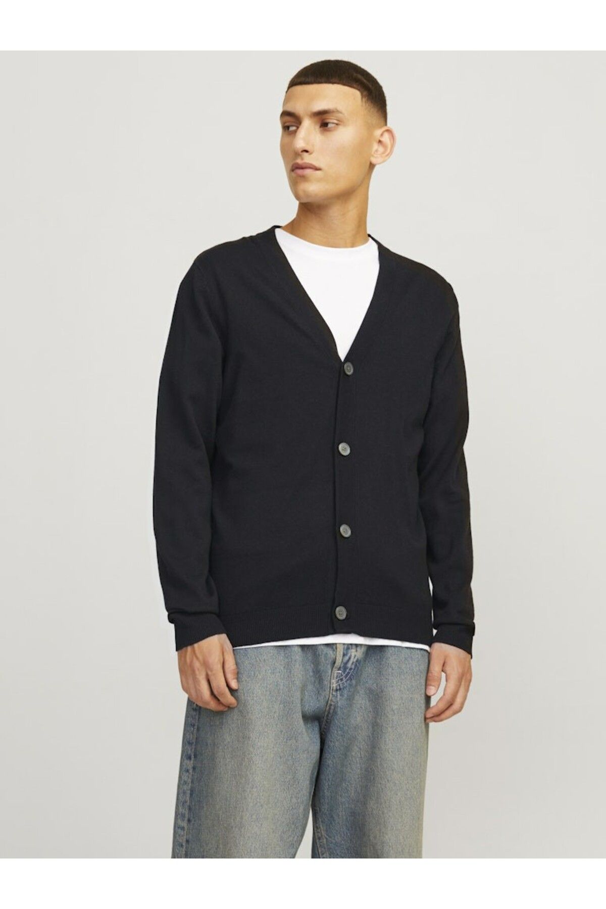 Jack & Jones Erkek SiyahJjeemil Knit Button C...