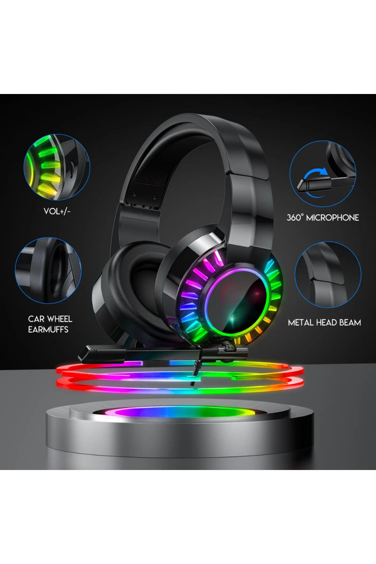 7.1 Surround Ses Teknolojisi RGB Gürültü Önleyici(ANC) Oyuncu Gaming Kulaklığı Ergonomik Tasarım