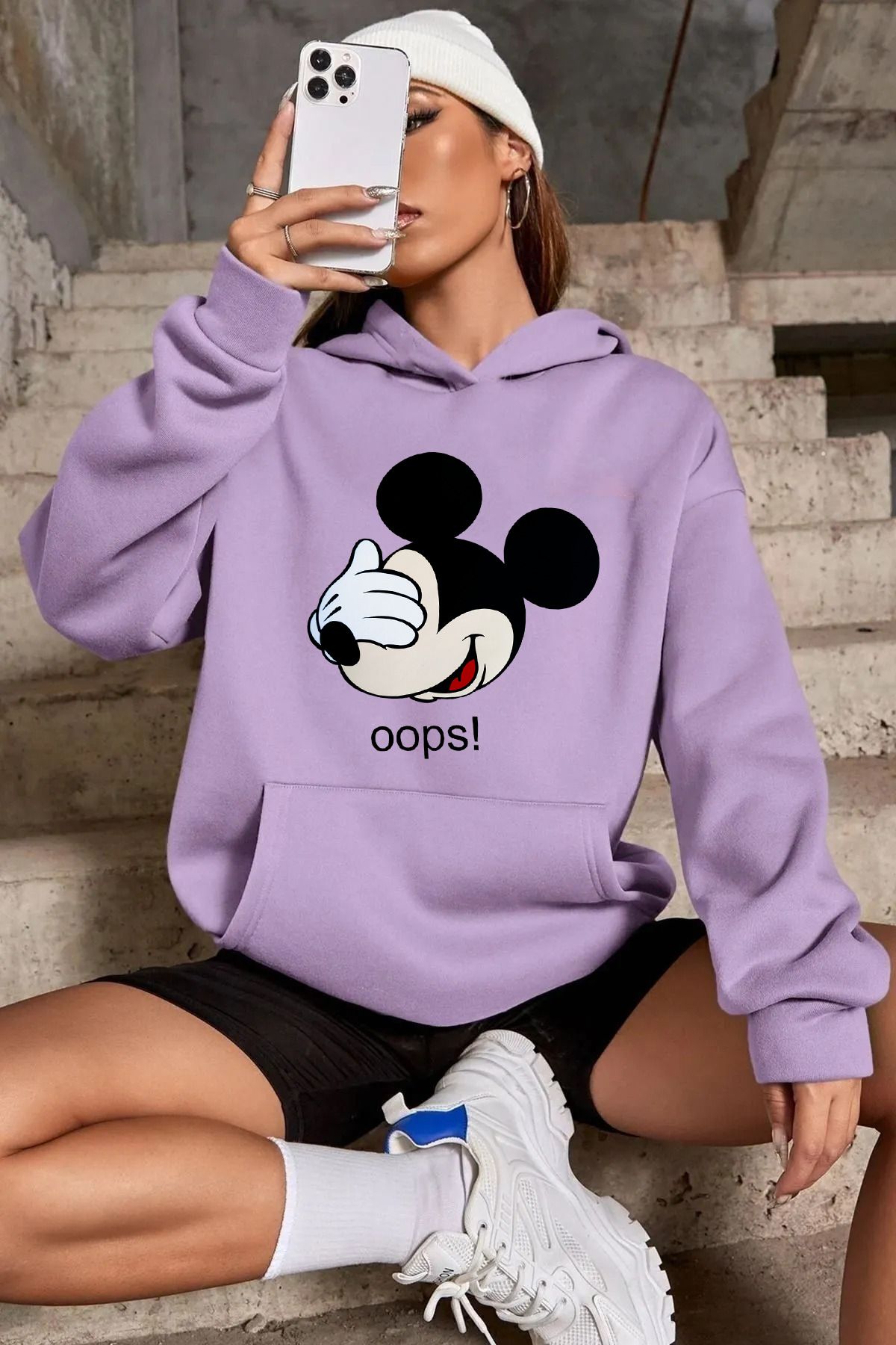 memowearUnisex Mickey Mouseoops! Baskılı Lila...