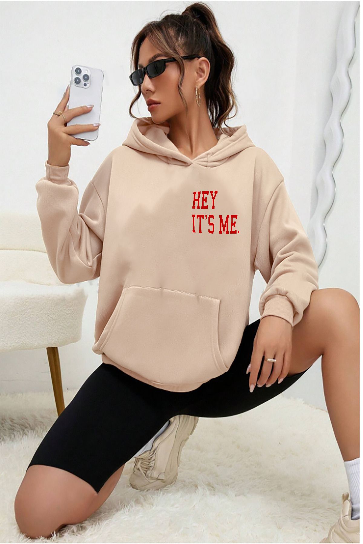 memowear Unisex Hey İt's MEBaskılı Bej Sweats...