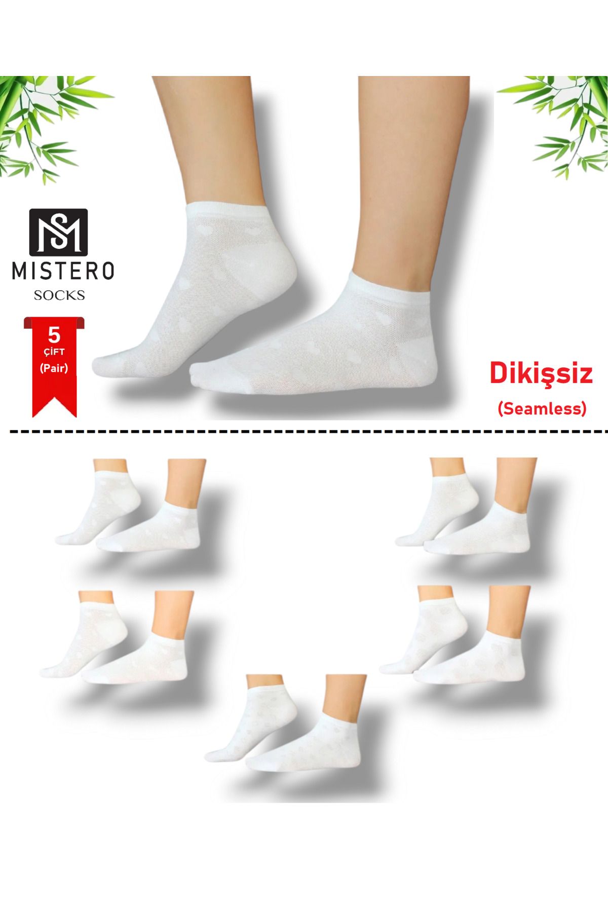 MISTERO SOCKS5 Çift DikişsizBambu Desenli Kad...