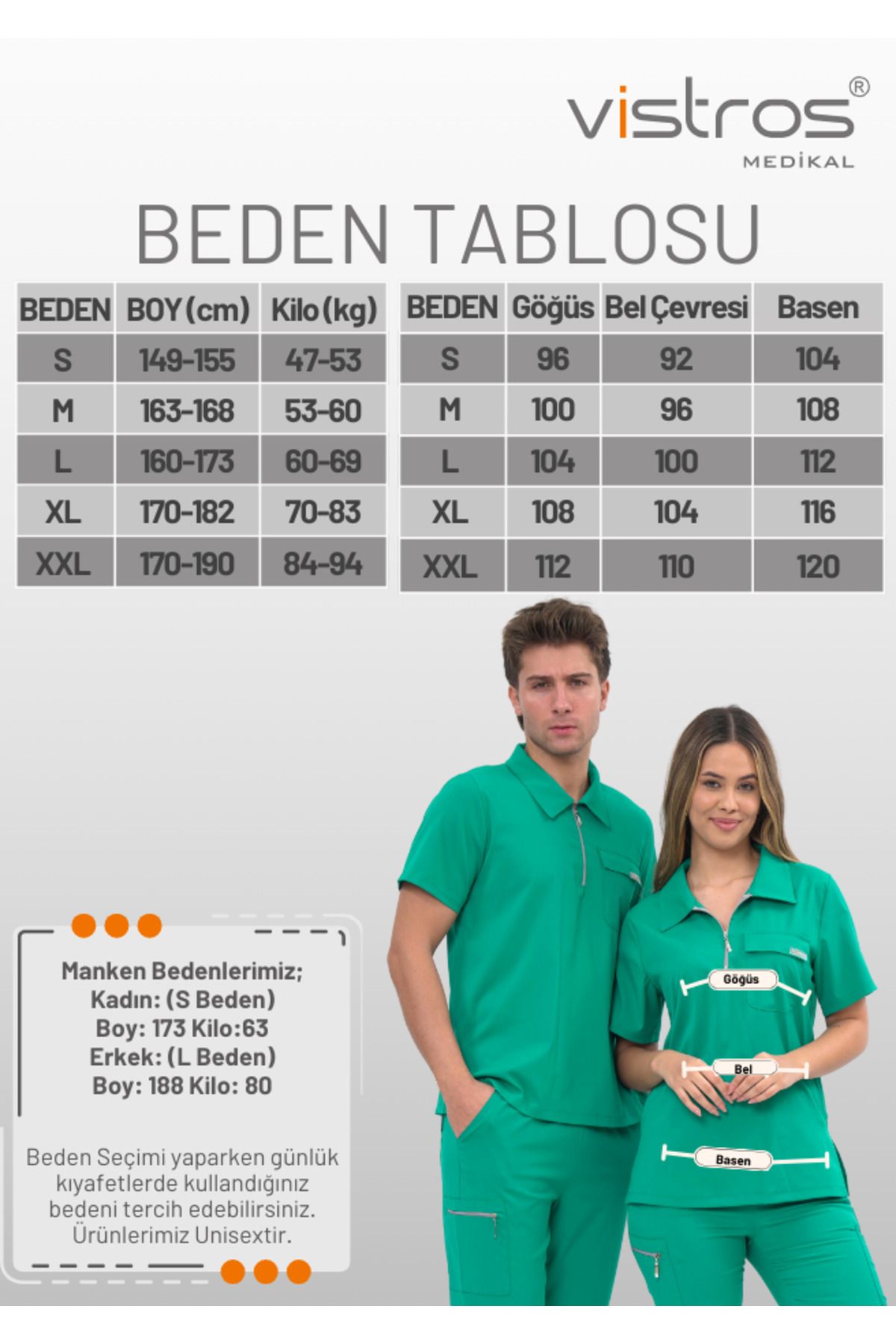 Lüks Polo Yaka Likralı Yüksek Kaliteli Unisex Scrubs Hemşire Doktor Üniforma(Alt-Üst) V-008