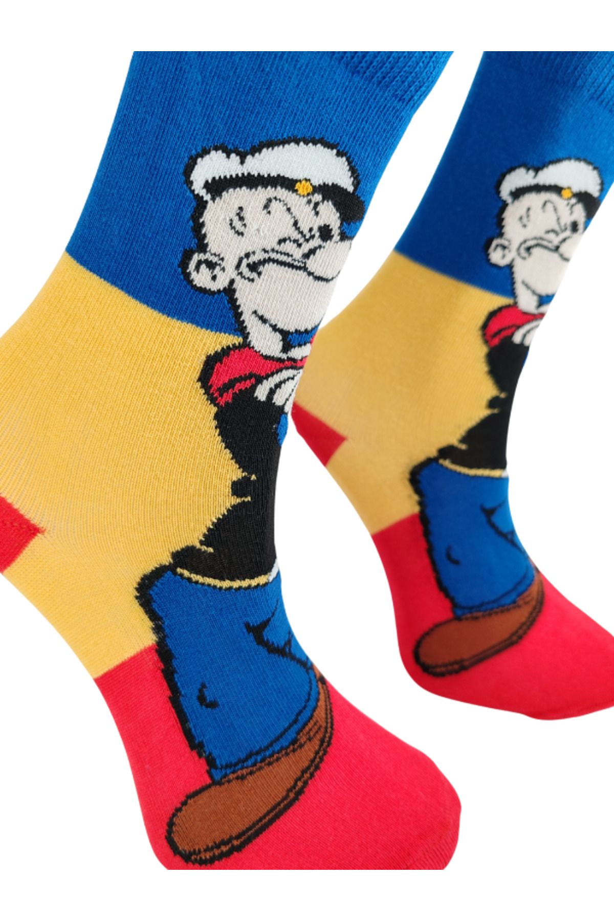 Unisex Özel Seri Popeye Colorful Renkli Desenli Soket Çorap