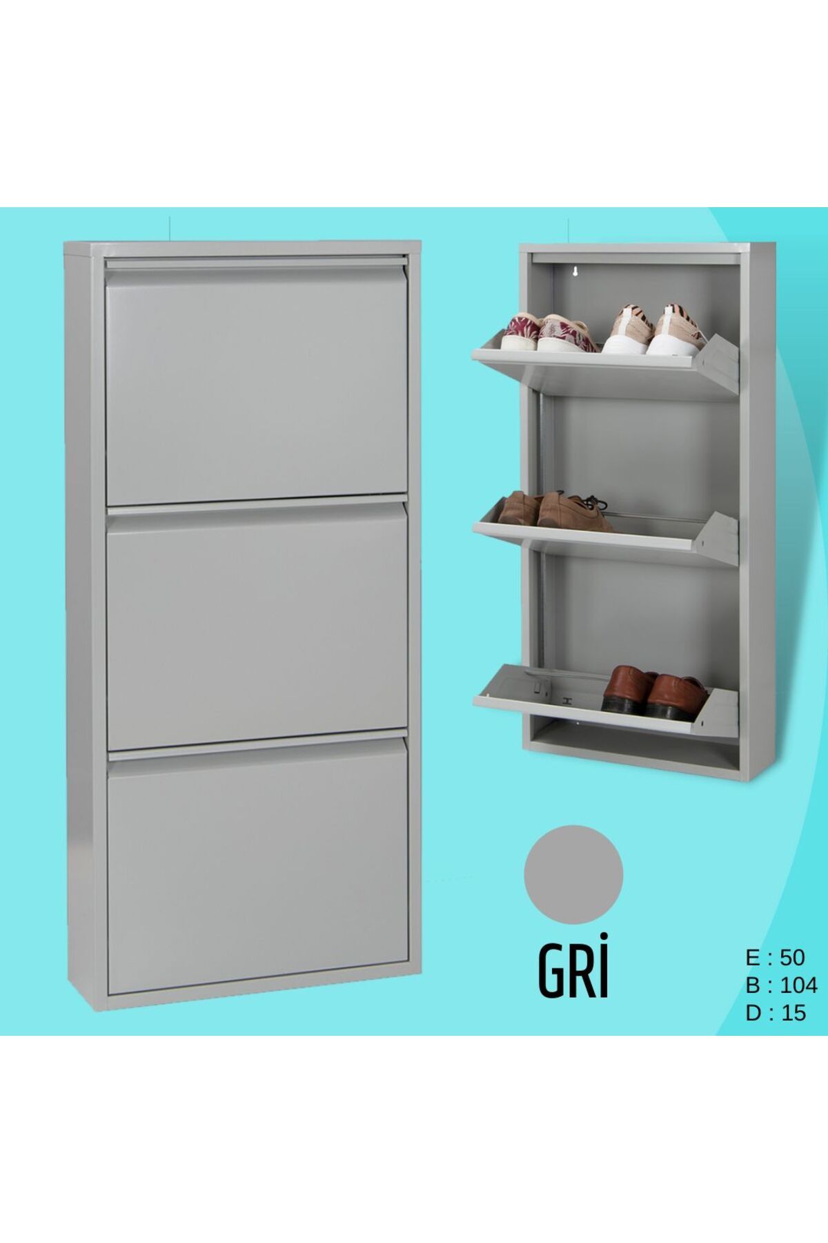 Moemi 3 LÜ METAL AYAKKABILIK- GRİ