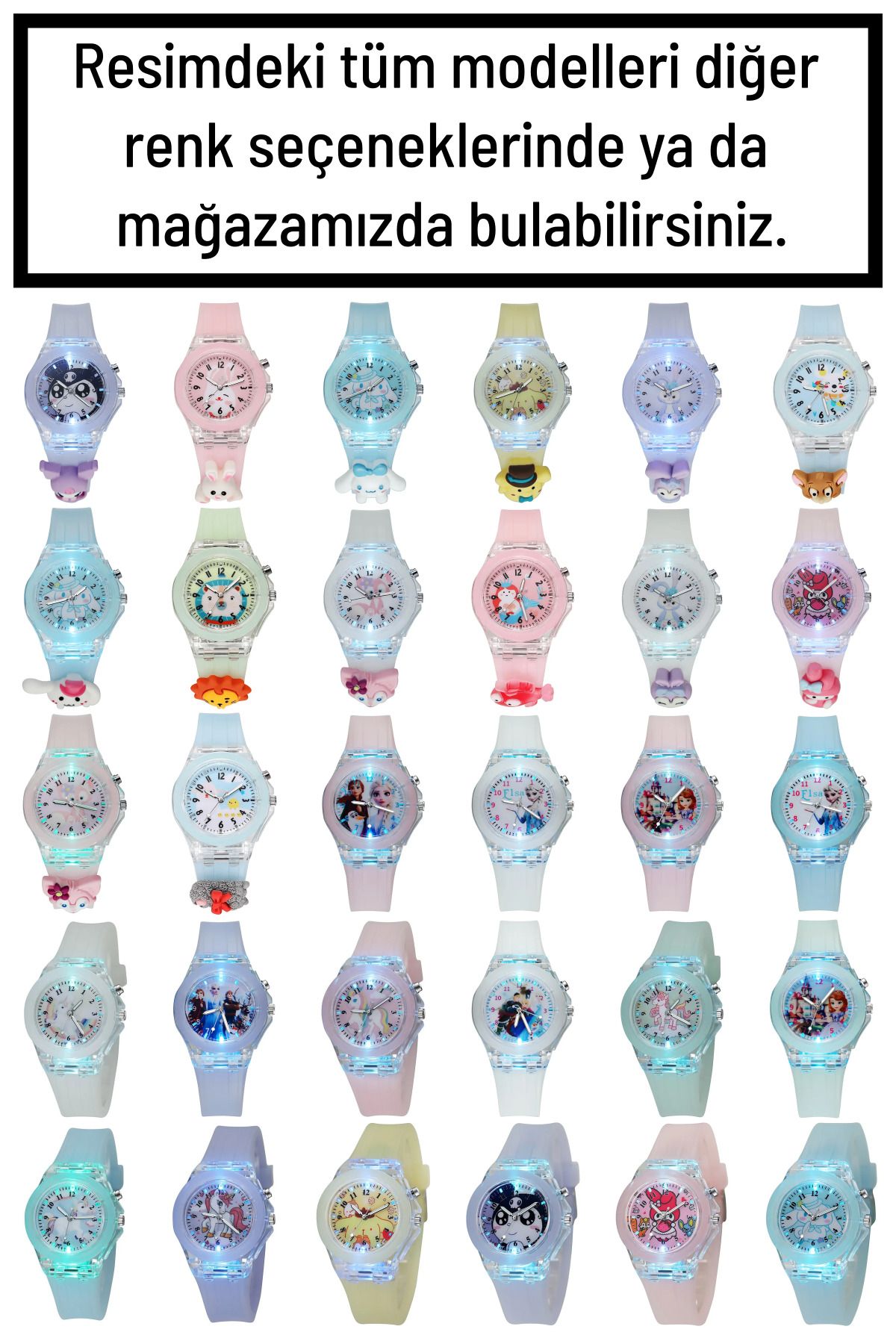 Rgb Işıklı Ve Frozen Karlar Ülkesi Elsa Kadranlı Analog Çocuk Ve Genç Kol Saati (Mavi)