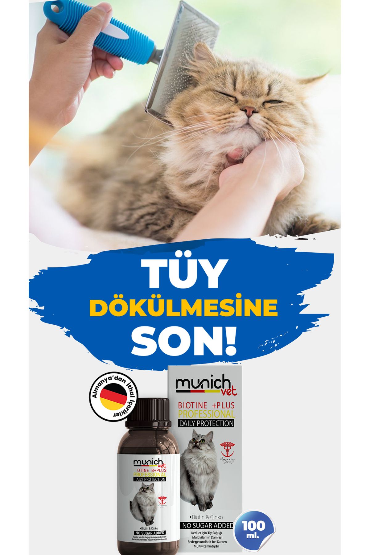 Munich VetBiotine Plus KediTüy Damlası 100ml...