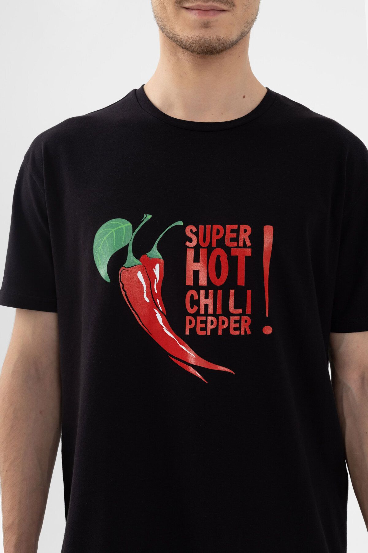 Erkek Pamuklu Kısa Kollu Chilli Baskılı Cep Detaylı Pijama Takımı