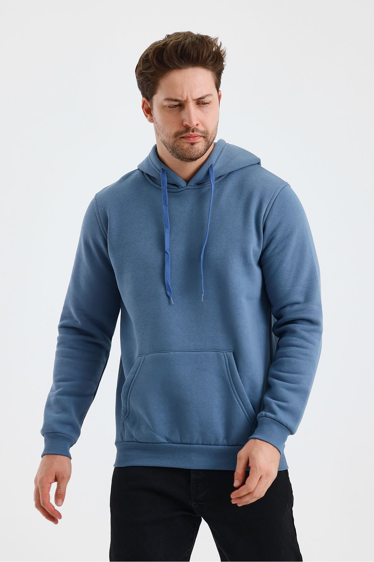 monox Erkek Kapşonlu 3 İplikSweatshirt