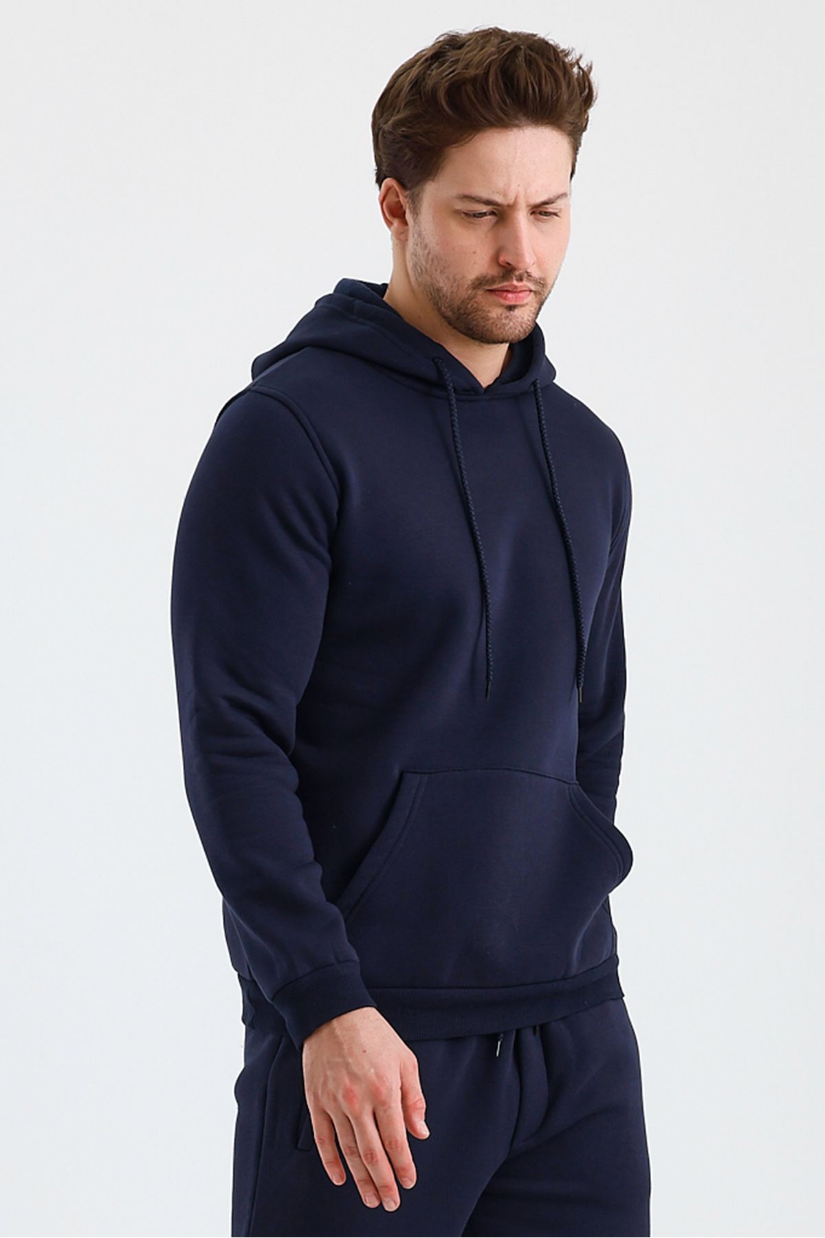 Erkek Kapşonlu 3 İplik Sweatshirt