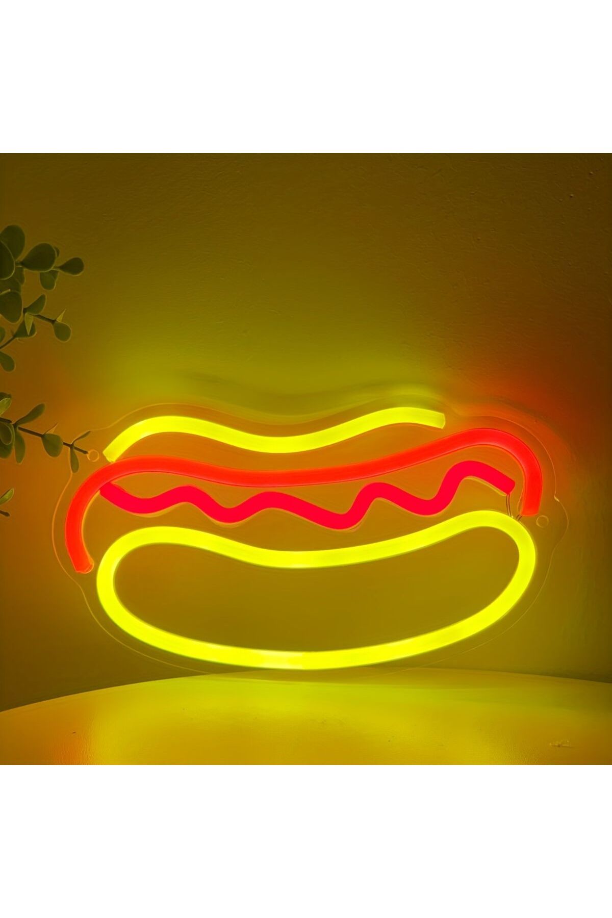 Neon LED Duvar Dekoratif Aydınlatma -Sosisli Hotdog, 30x17cm-