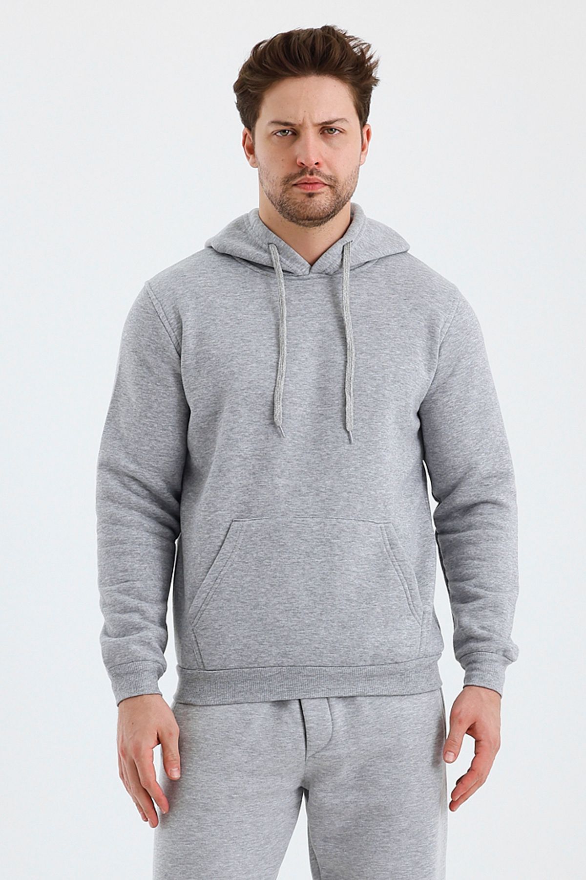 Erkek Kapşonlu 3 İplik Sweatshirt