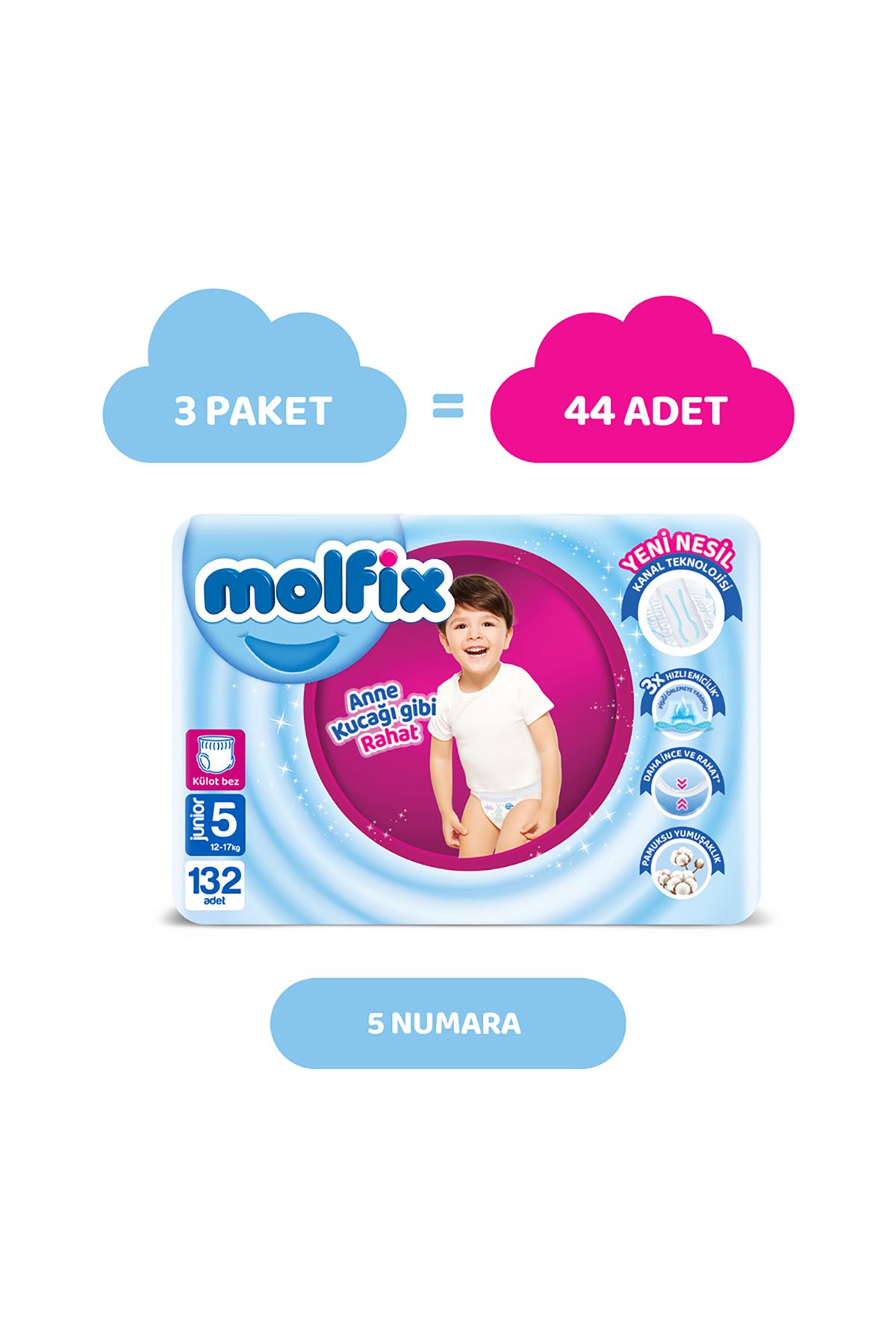 Pants Bebek Bezi 5 Beden Junior Aylık Fırsat Paketi 132 Adet