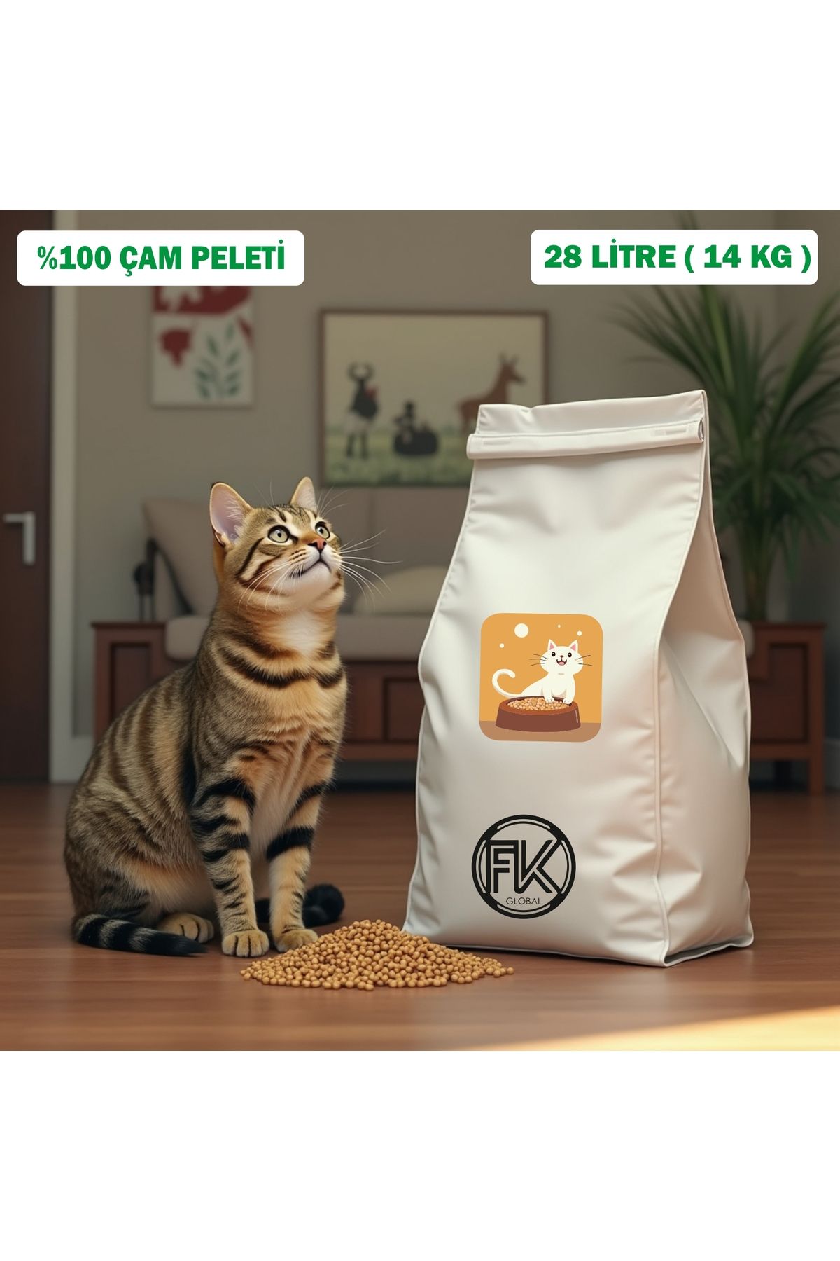 FK GLOBAL %100 Çam Peleti ,Kedi altlığı , Ked...