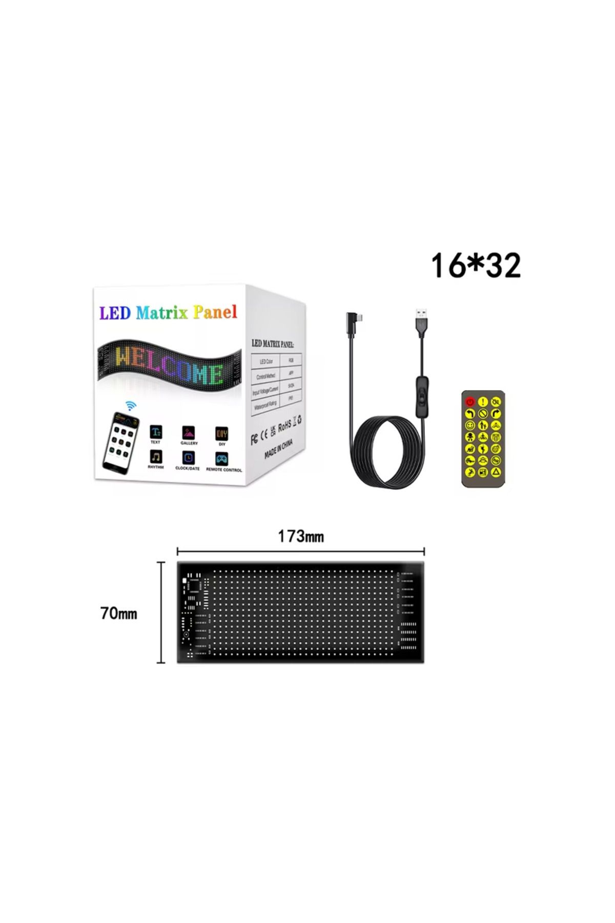 Deluxe LED Matrix Piksel Panel Işık 5VUSB Akıllı Uygulama Kontrolü Kaydırma Reklamı Özel Fonksiyonlu