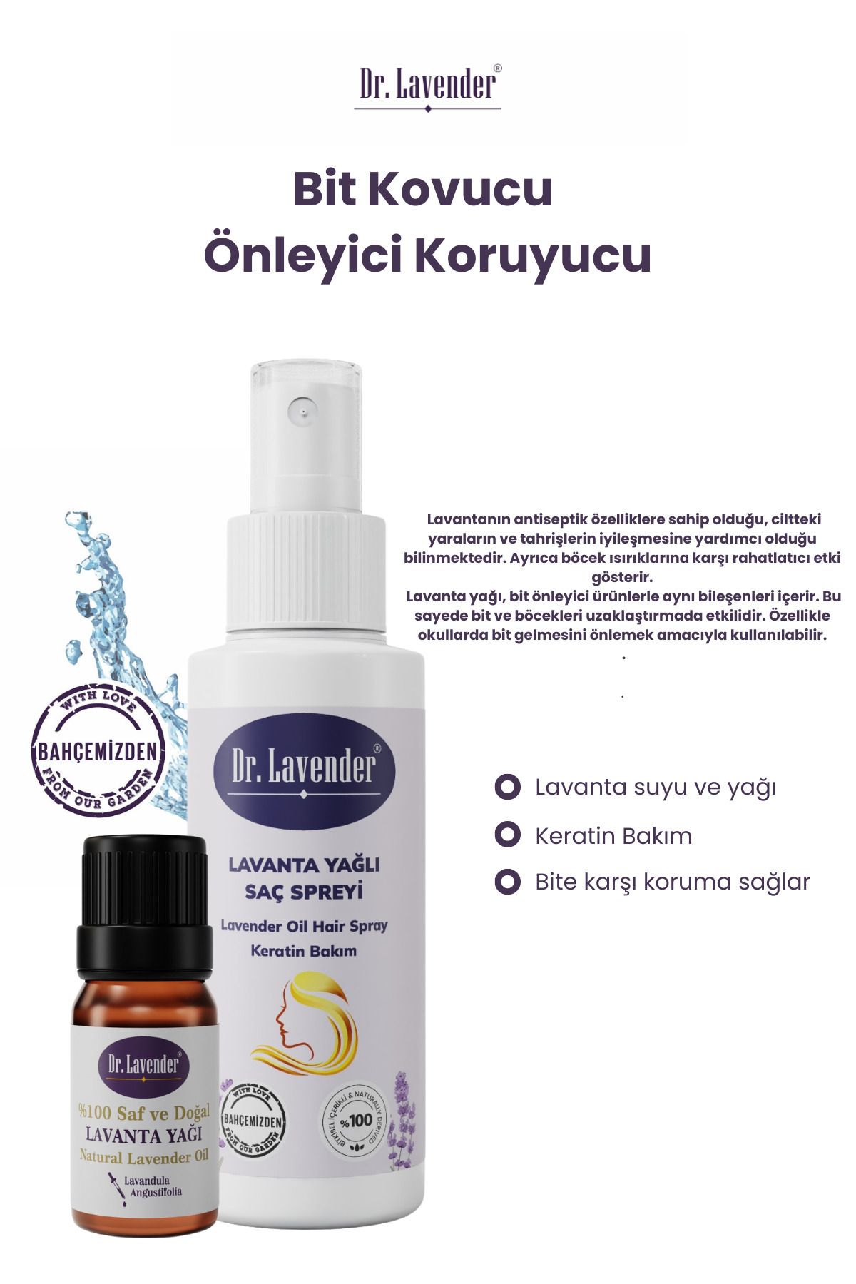 Lavanta Bit Önleyici & Koruyucu & Kovucu Saç Spreyi & Lavanta Yağı Çocuklar Için Uygun Kullanım