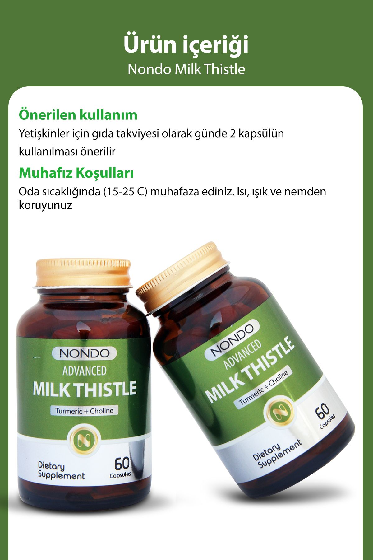 Milk Thistle 60 Kapsül ( Deve Dikeni Enginar Slibin Kolin Karahindiba Zerdeçal Magnezyum )