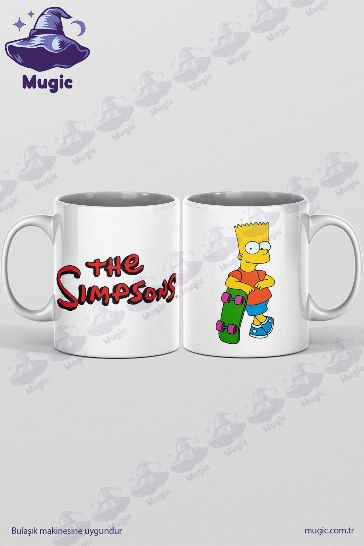 Mugic Bart ve Kaykay SimpsonsPorselen Kupa