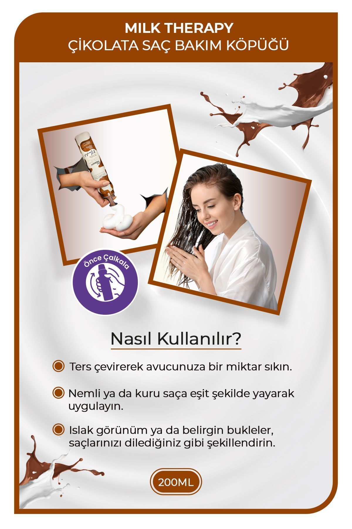 Milk Therapy Chocolatte Saç Köpüğü 200 ml - Besleyici, Koruyucu Etki