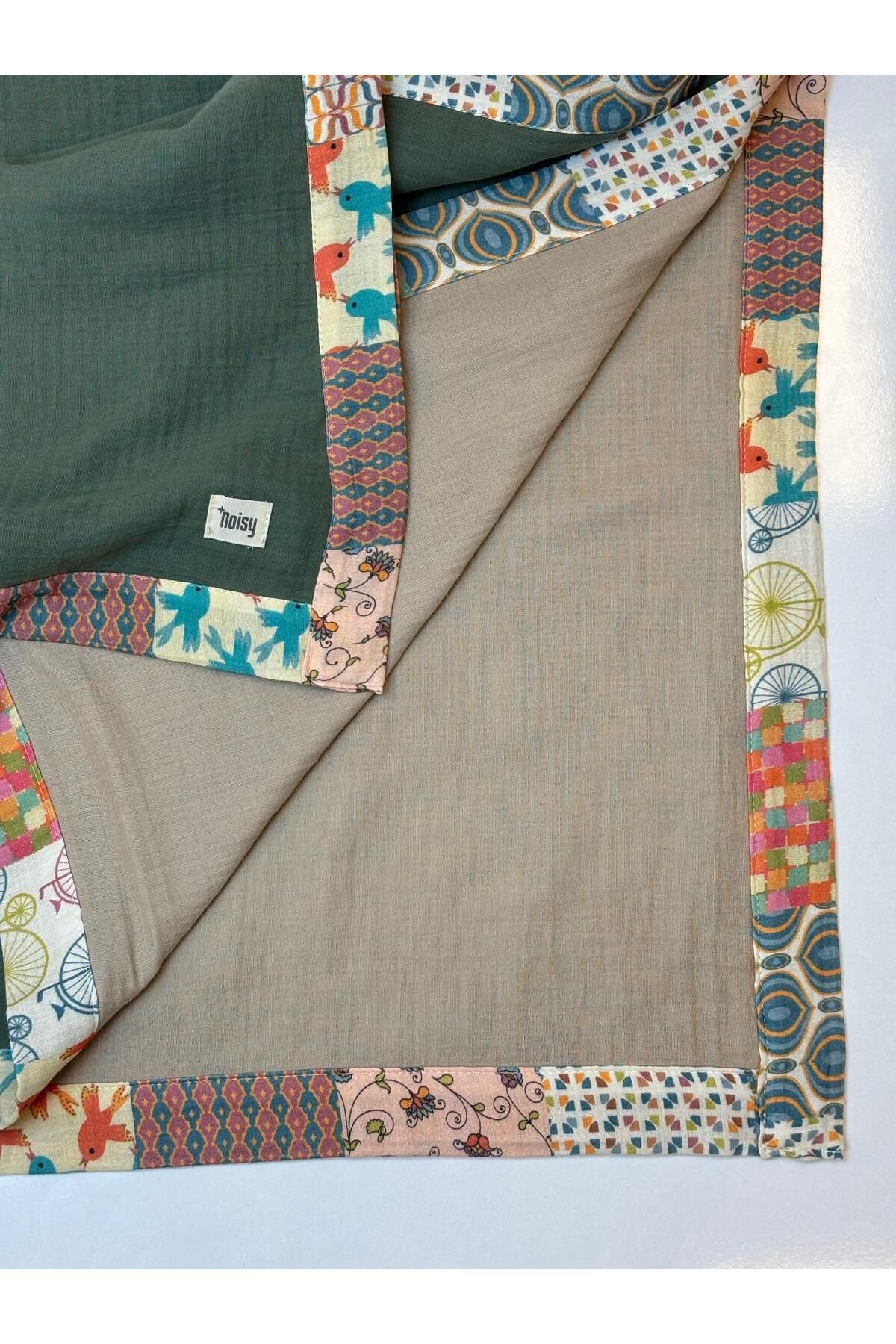 NOİSY TEKSTİL Bej - HakiPatchwork Biye Detayl...