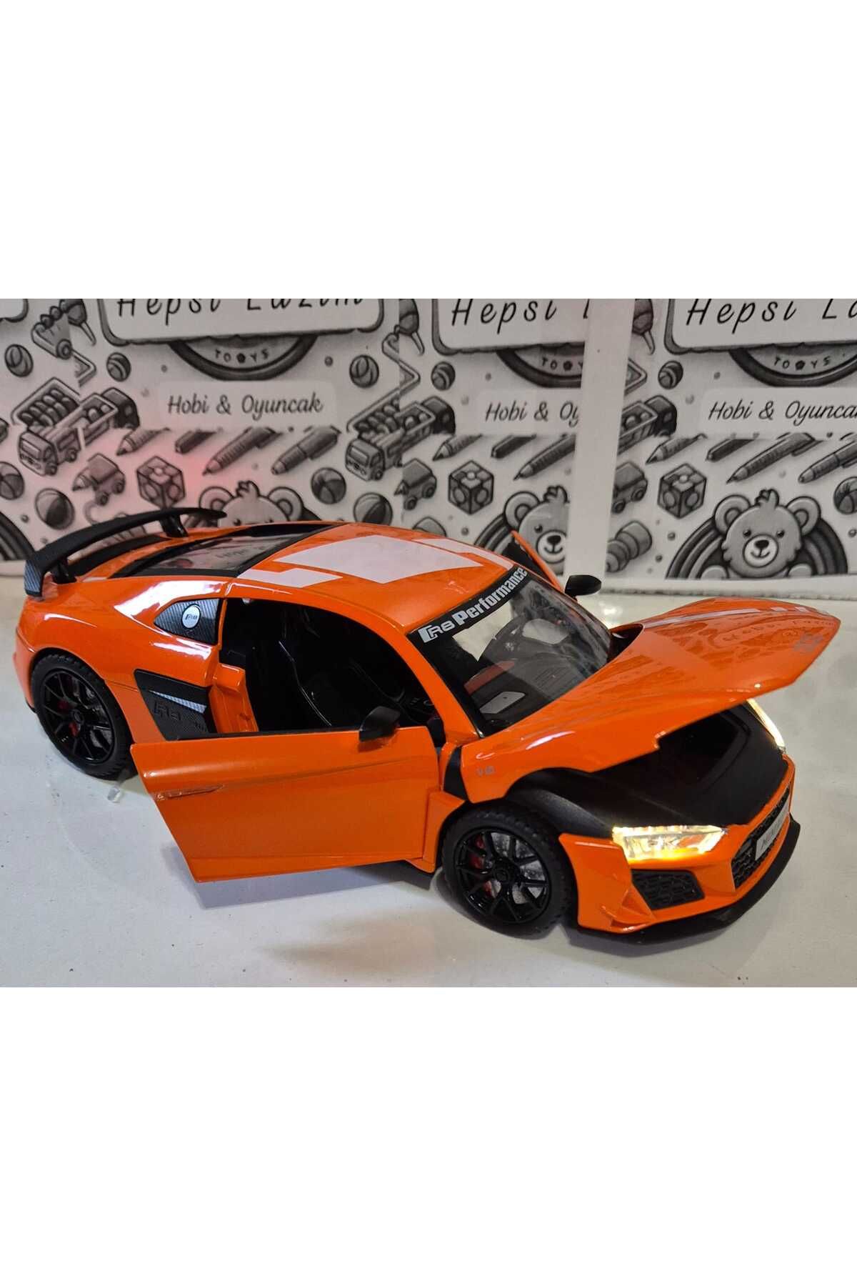 1:24 Ölçek Model Diecast Araç Audi R8 Performance Modifiyeli Metal Oyuncak Spor Araba 20 Cm