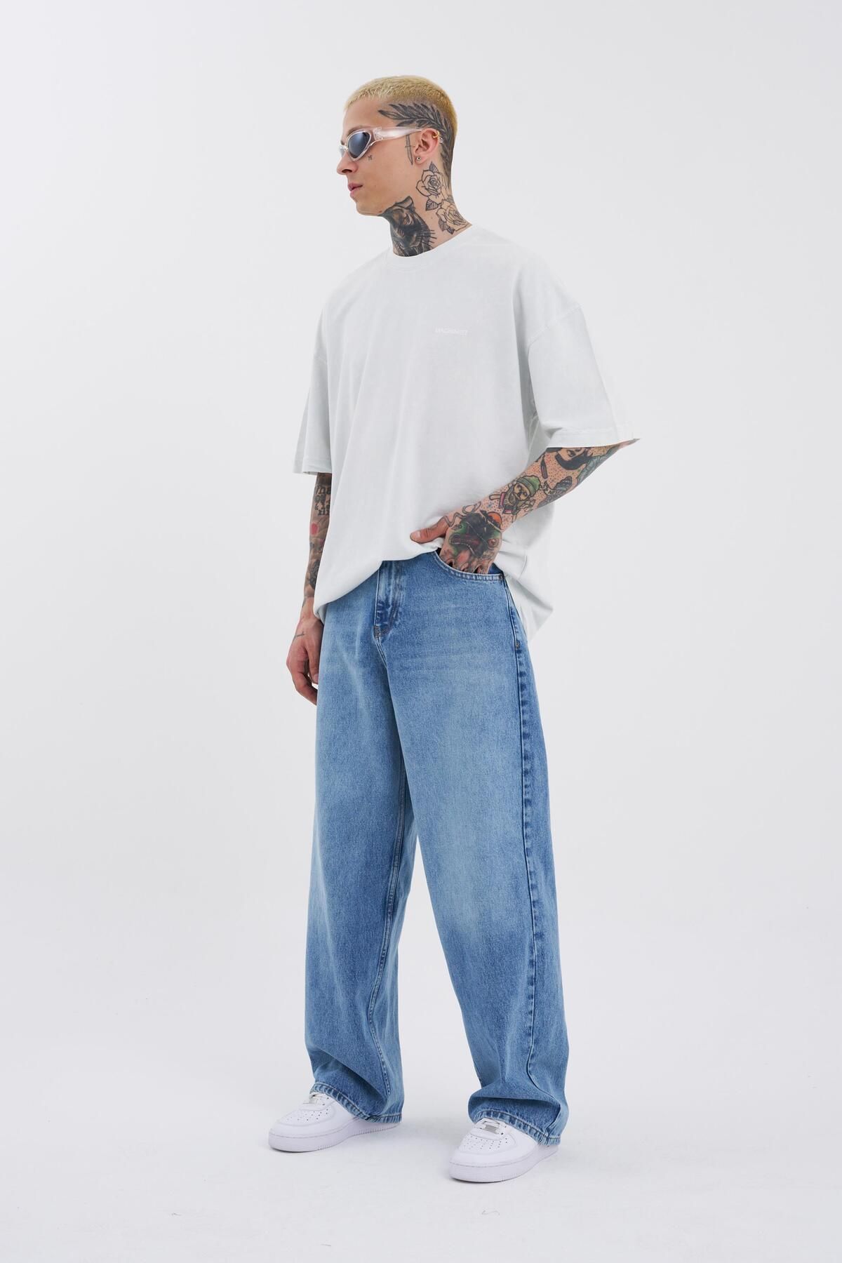 Erkek Oversize Baggy Jean AQUA