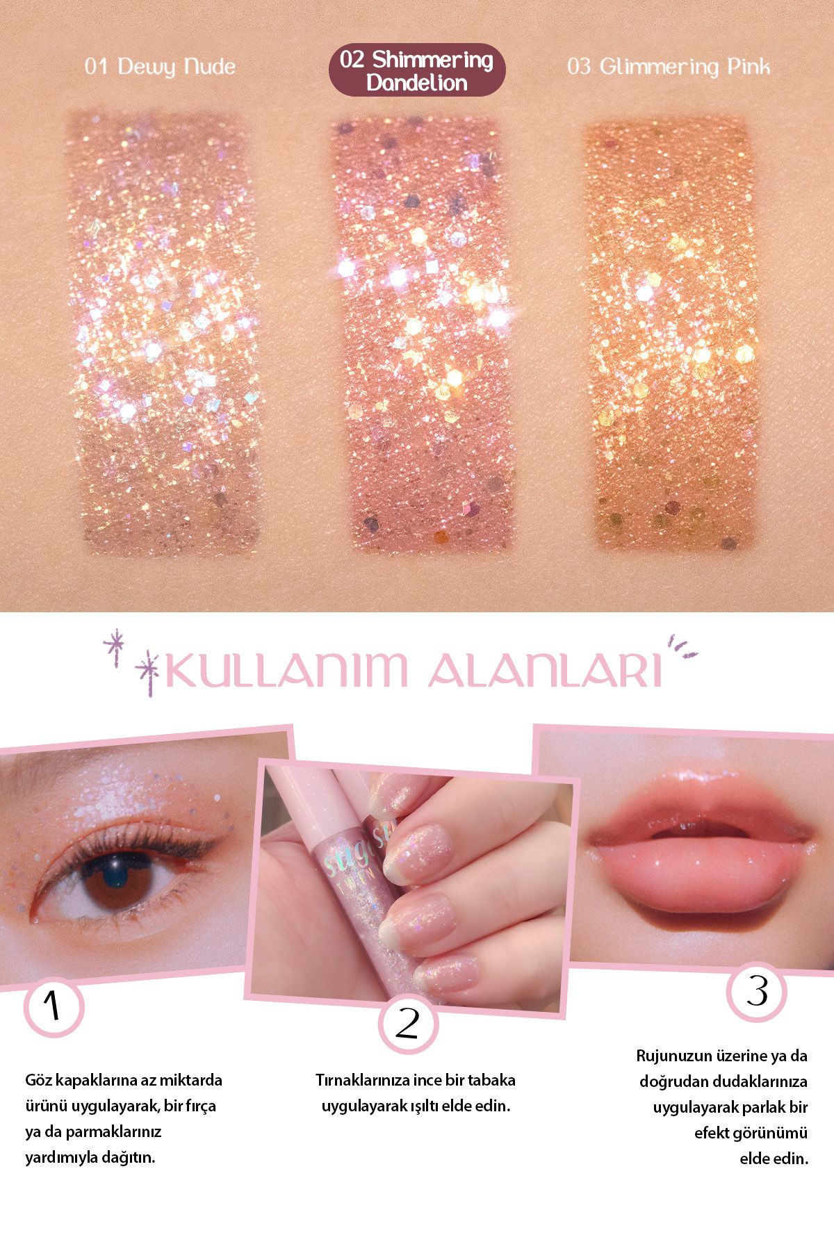 Gün Boyu Kalıcı, Jel Formda Likit Glitter Peripera Sugar Twinkle Liquid Glitter (02 Sodapop Flakes)