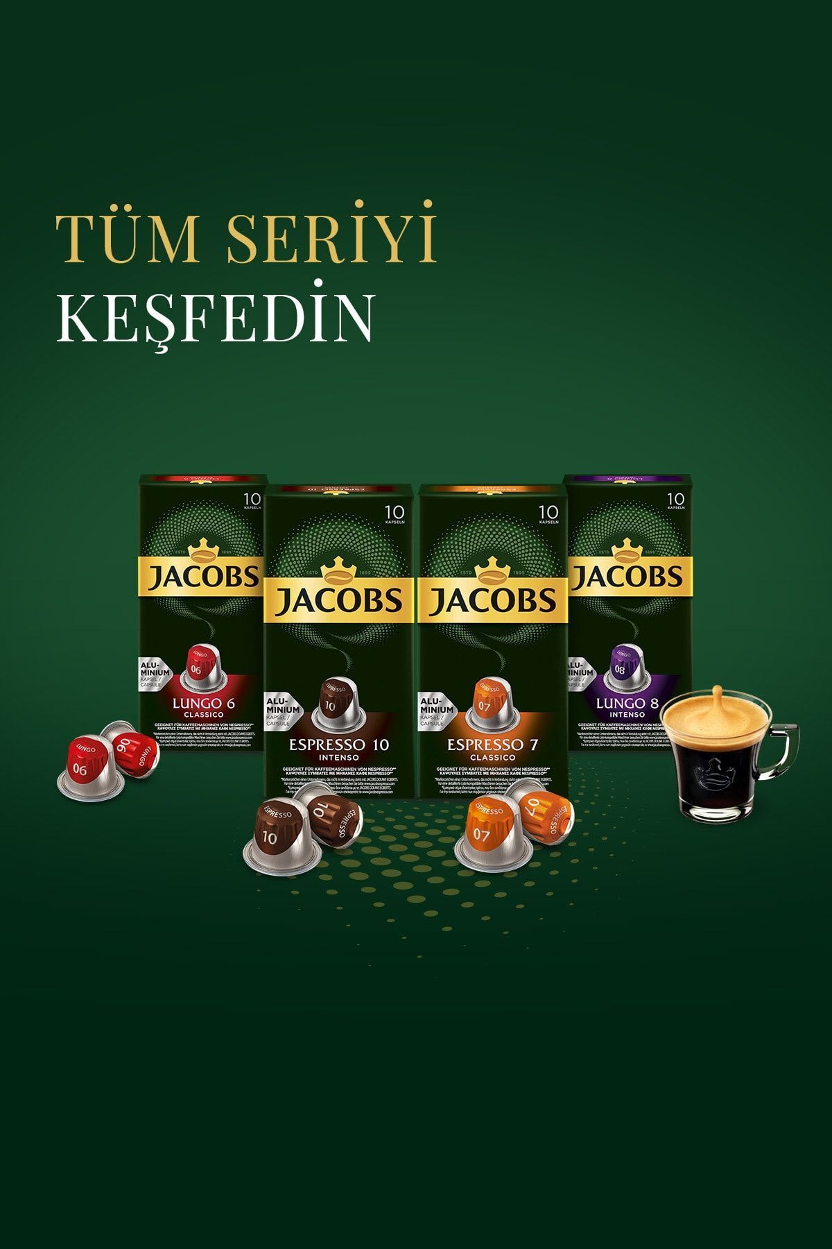 Lungo 8 Intenso Nespresso Uyumlu Alüminyum Kapsül Kahve 10 Adet X 5 Paket