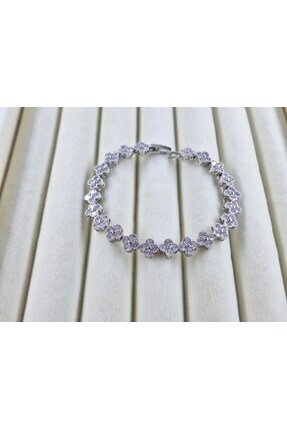 VIP Seri Silver Renkli Minimal Yonca Model Kadın Bileklik Image 0