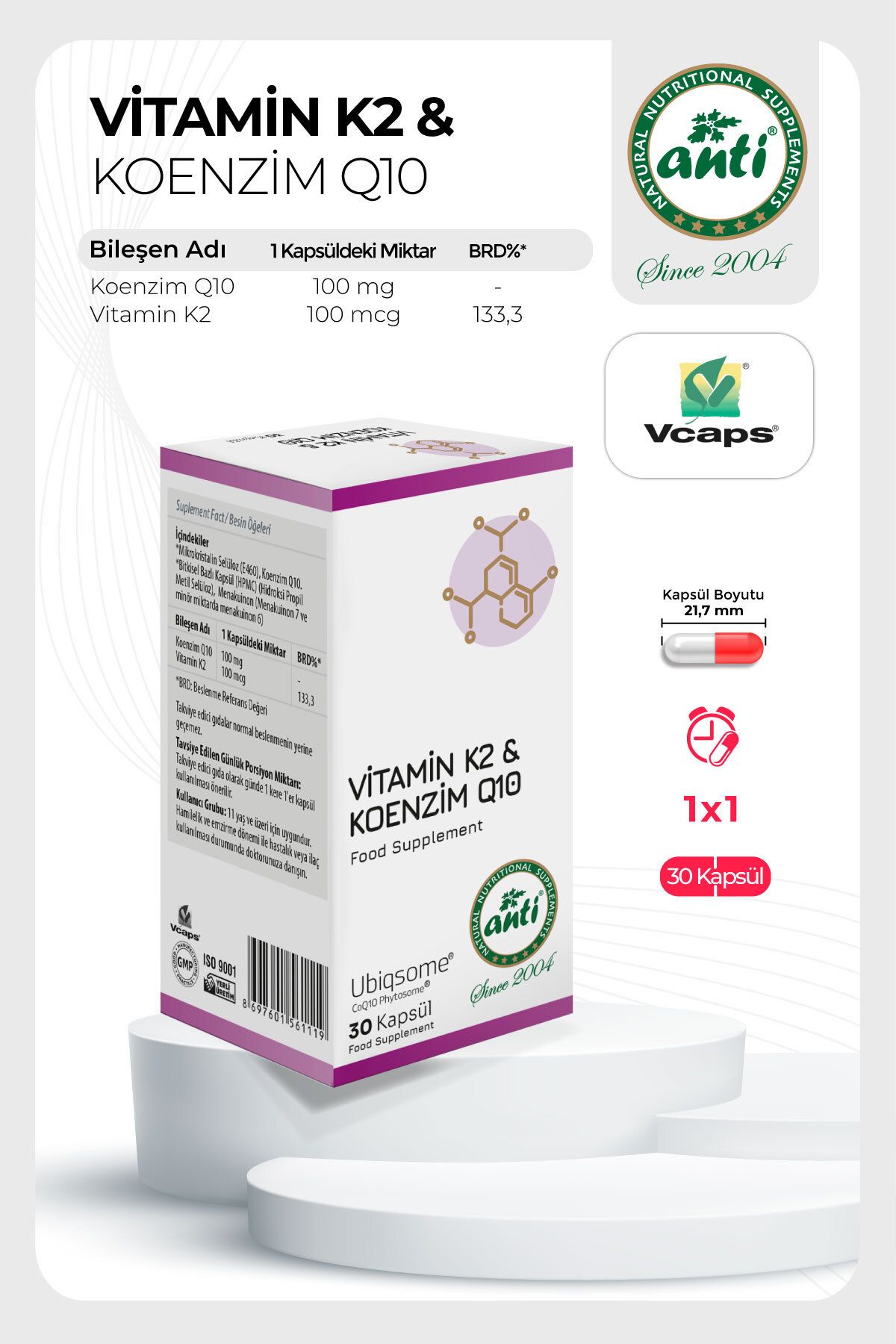 antiKoenzim Q10 &Mikroenkapsüle K2 Vitamini