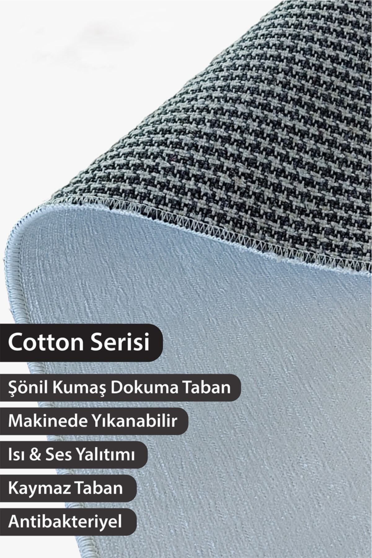 Doku Cotton Şönil Kaymaz Tabanlı Yıkanabilir Antibakteriyel Dijital Baskı Doku Halı Yolluk