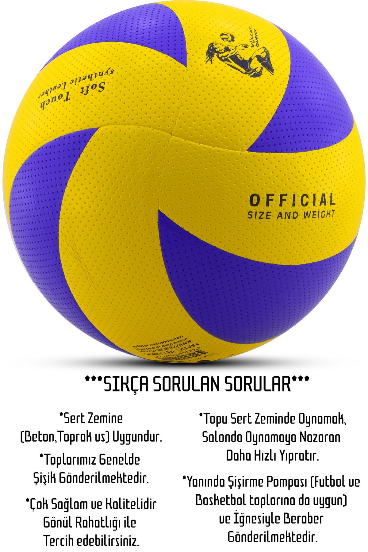 Yapıştırma Voleybol Topu Pompalı Set Soft Touch İç-Dış Mekan Uygun 8 Panel Mavi 280 Gram