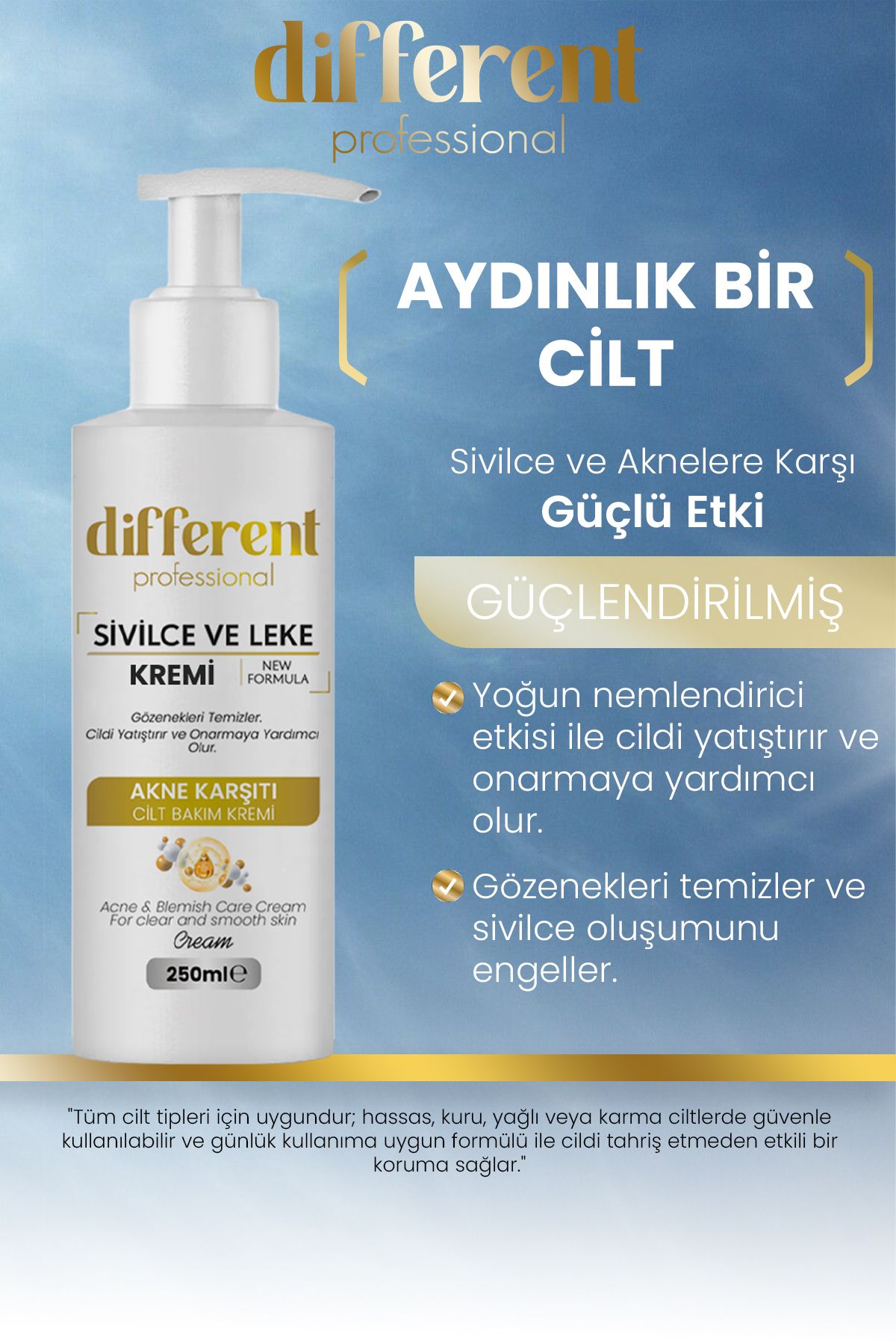 Sivilce Önleyici, Ve Sivilce Karşıtı, Akne, Siyah Nokta Leke,giderici, Yüz Kremi 250 ML