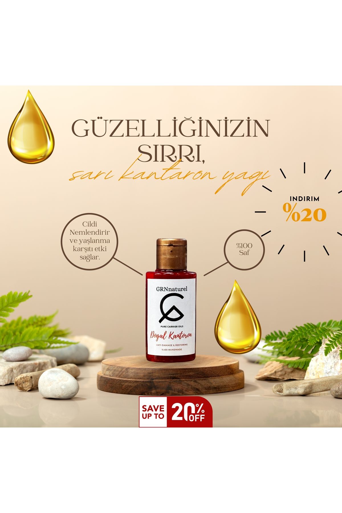 GRNviaart Sarı Kantaron Yağı%100 Doğal Ev Yap...