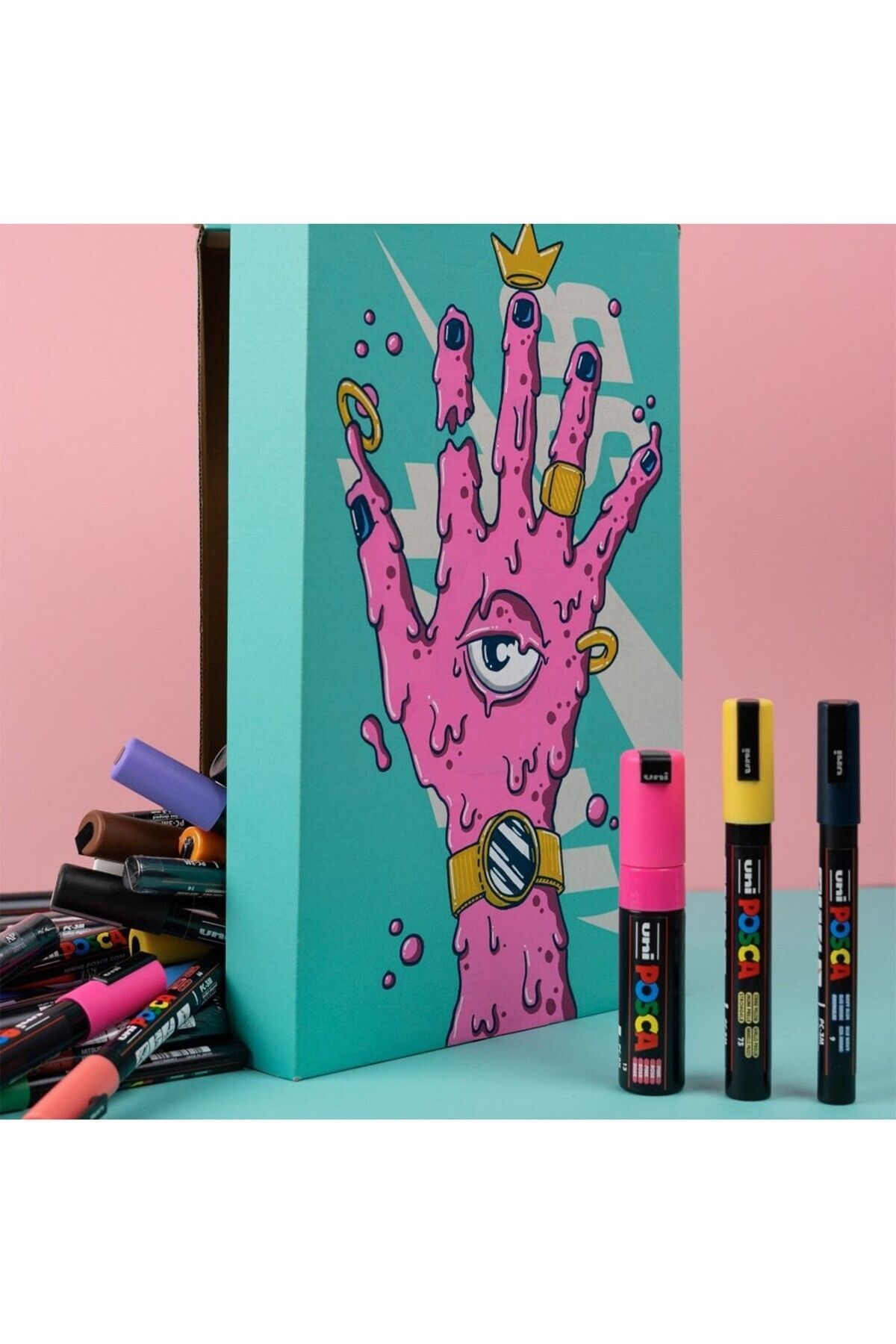 Posca poster marker kalem Sarı ve Kırmızı set PC-7M 4,5-5,5 mm uç