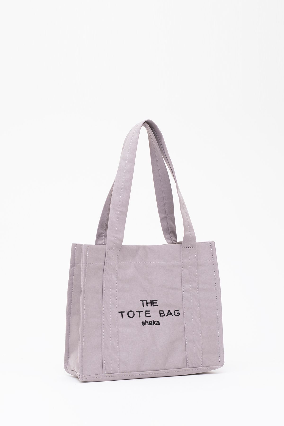 Gri U45 Çıt Çıt Kapatmalı The Tote Bag Işlemeli Kanvas Kumaş Günlük Kadın Kol Ve Omuz Çantası 25x30