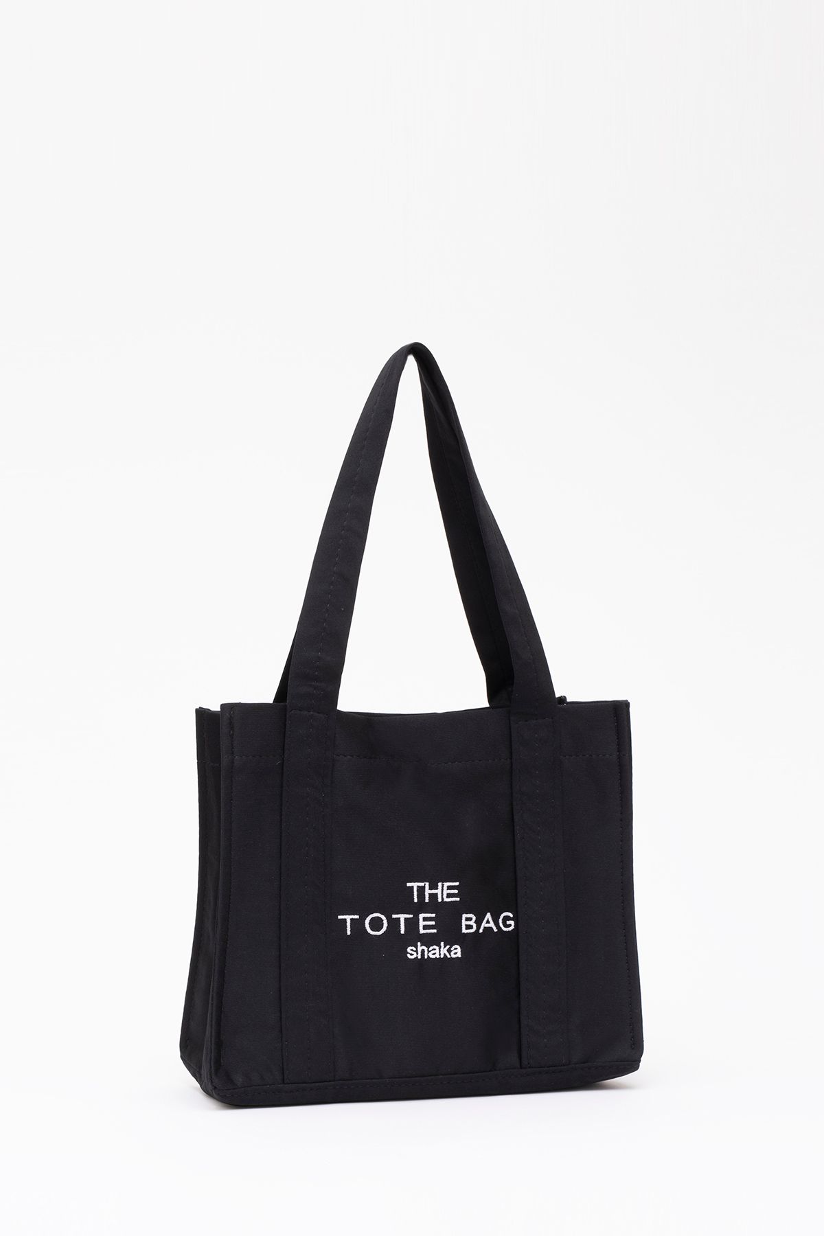 Siyah U45 Çıt Çıt Kapatmalı The Tote Bag Işlemeli Kanvas Kumaş Günlük Kadın Kol Ve Omuz Çantası 25x3