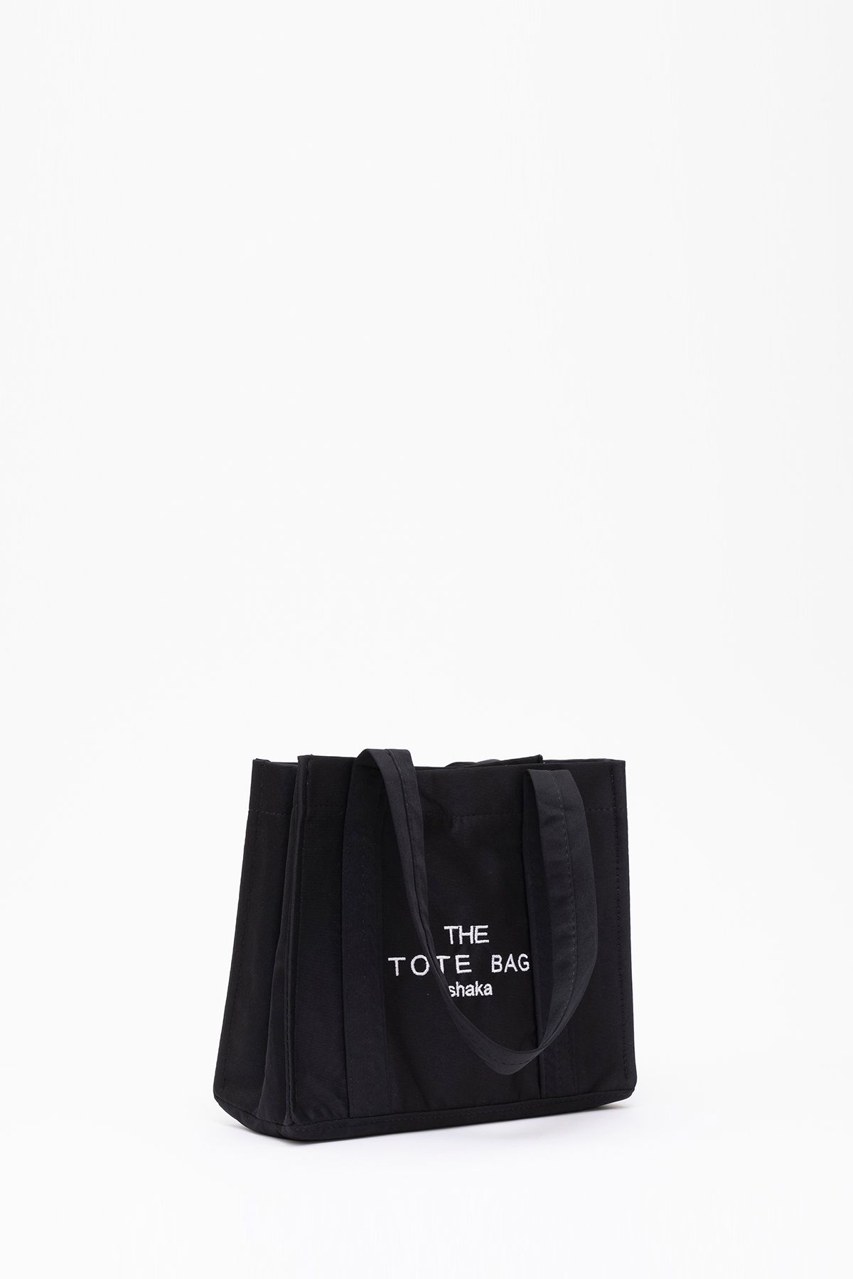 Siyah U45 Çıt Çıt Kapatmalı The Tote Bag Işlemeli Kanvas Kumaş Günlük Kadın Kol Ve Omuz Çantası 25x3