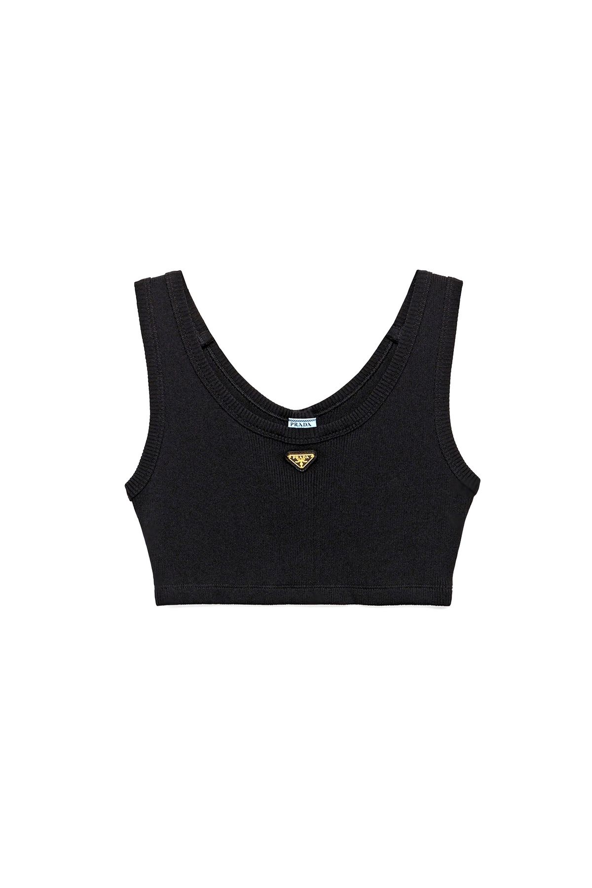 Prada Siyah Jarse AskılıKadın Crop T-shirt