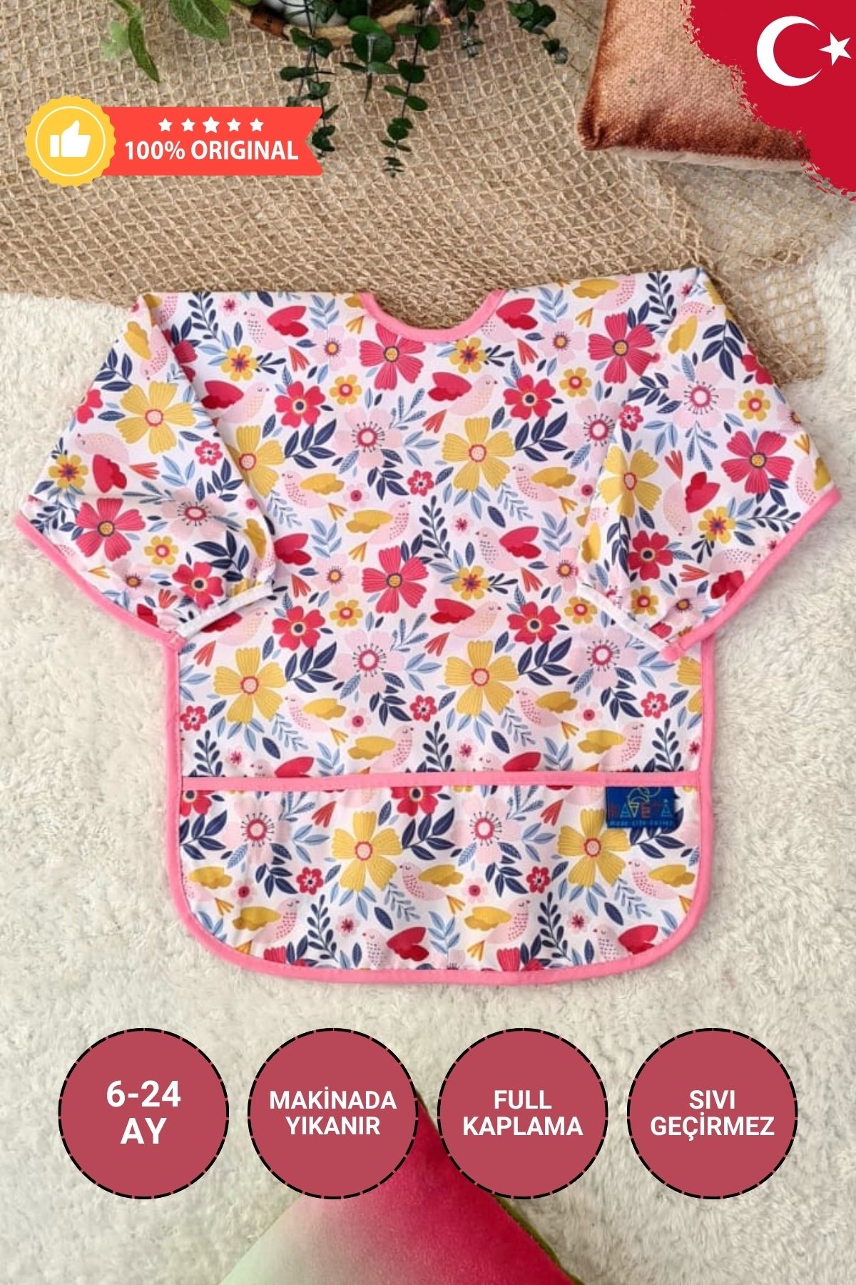 BabydonatFlower Desenli SıvıGeçirmez Unisex A...