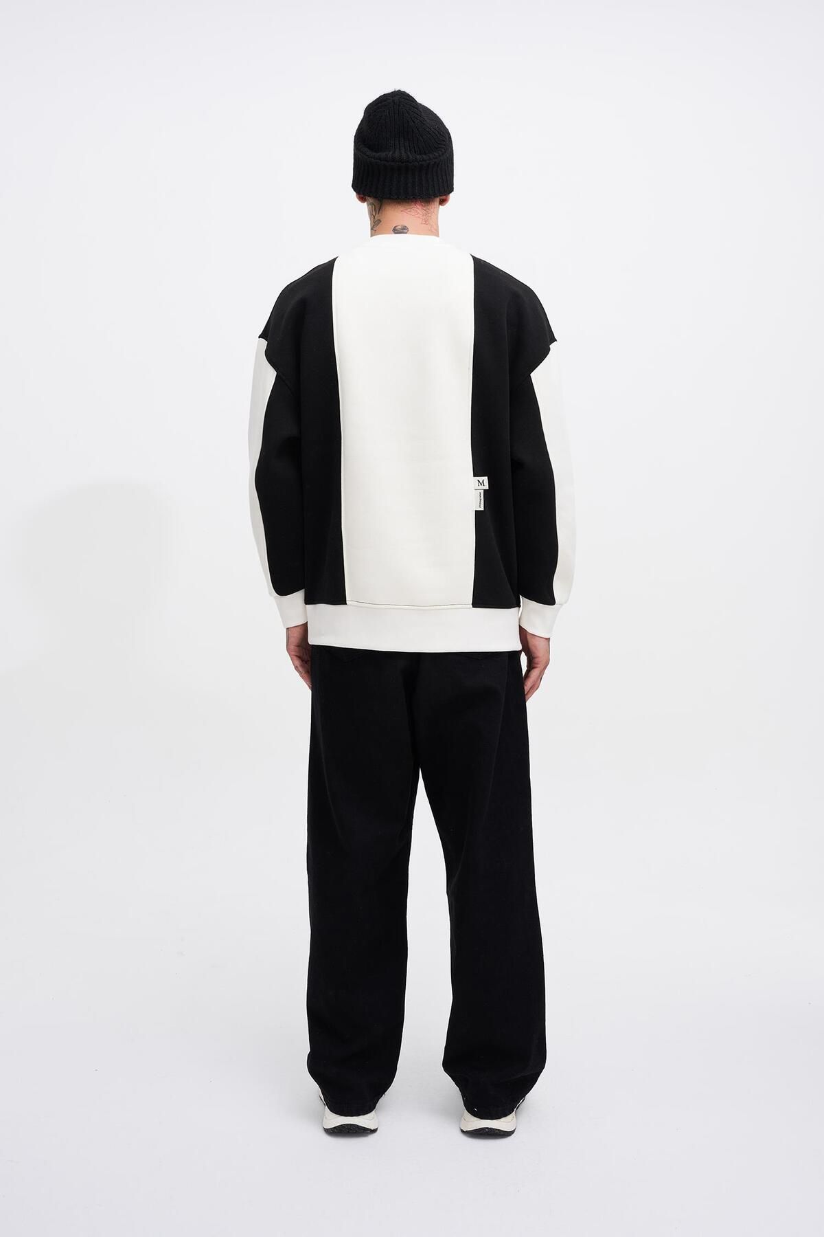 Erkek Mastering Slogan Embroidery Sweat ECRU-BLACK