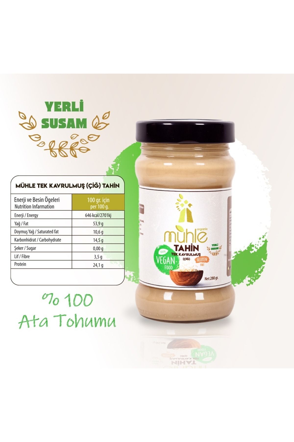 Az Kavrulmuş ( Çiğ ) Tahin 280 gr Yerli Susam