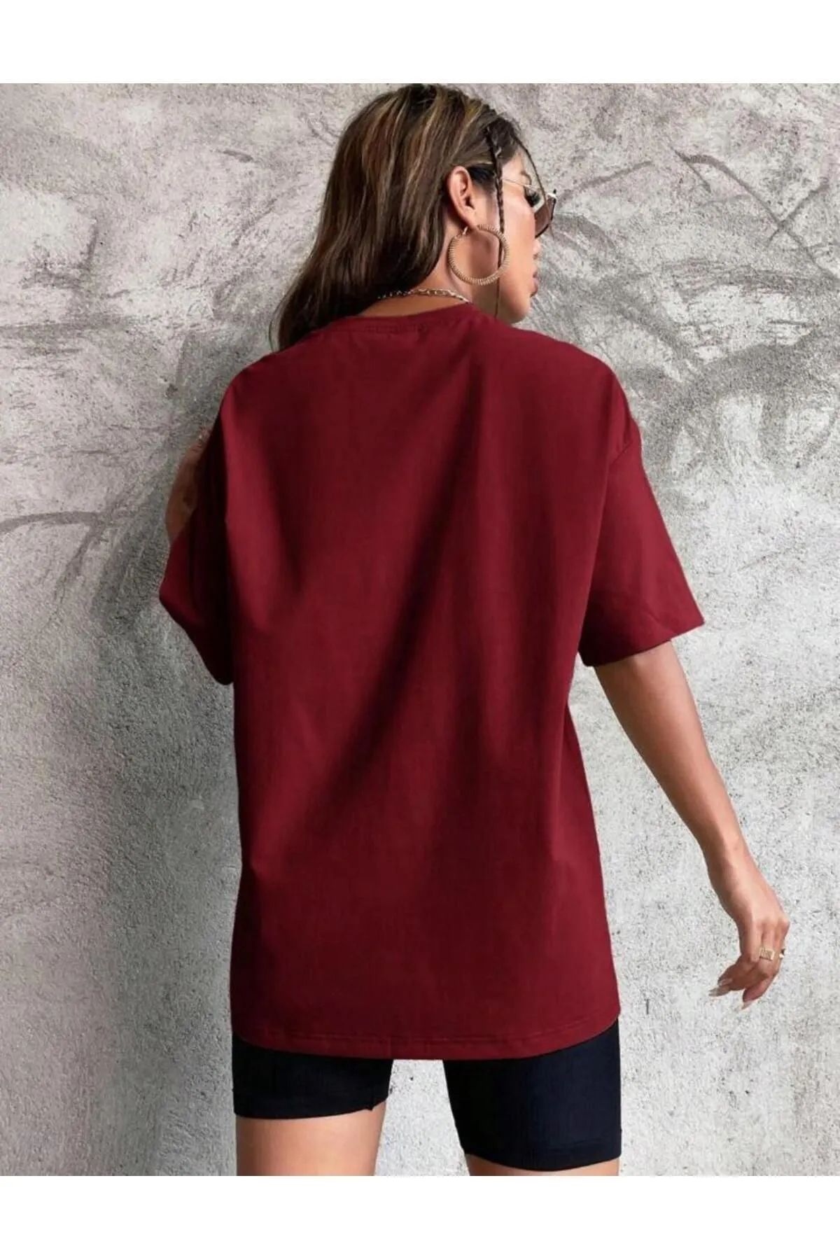 Kadın Papatya Baskılı Oversize T-shirt