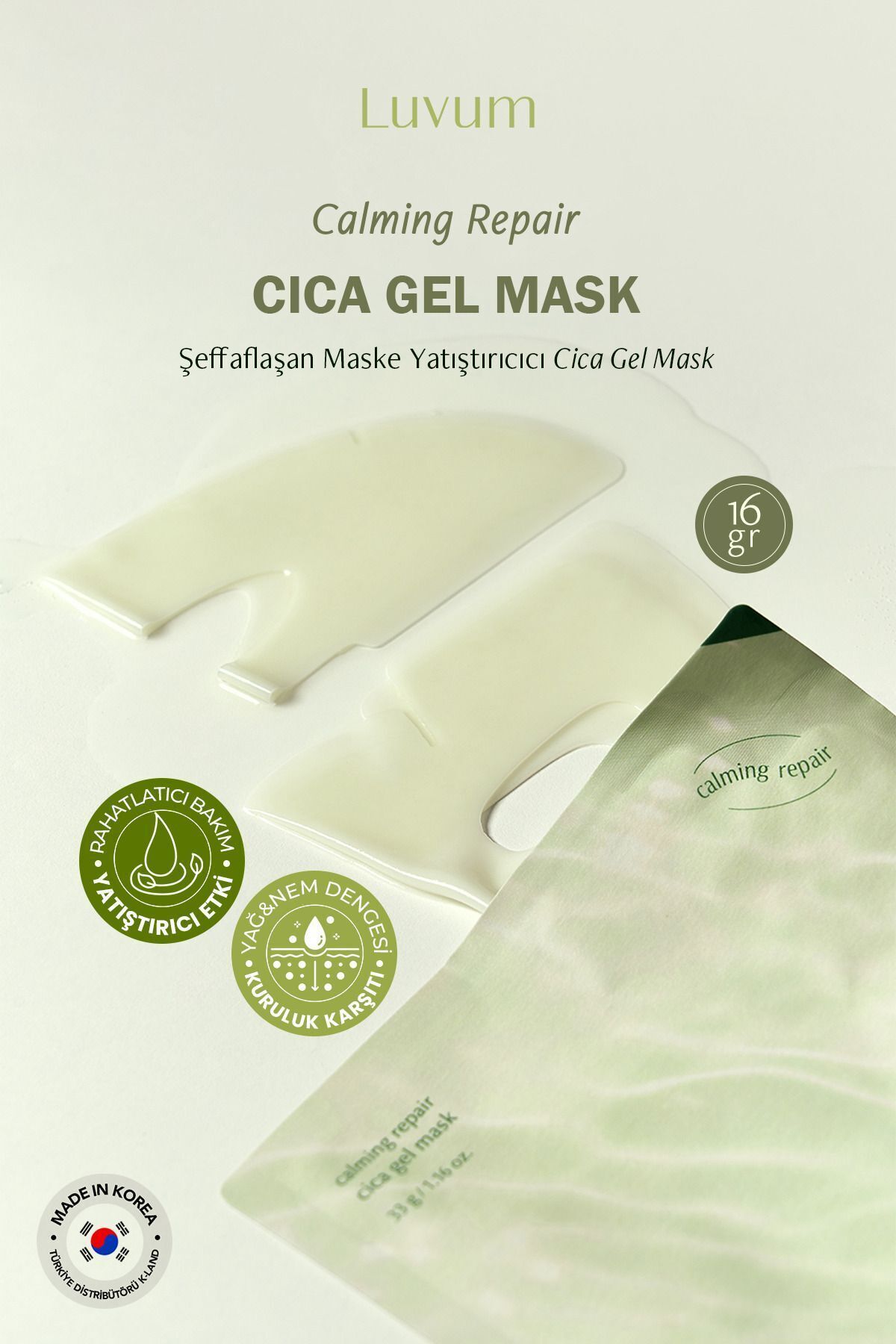 Şeffaflaşan Kore Eriyen Maske Cica Yatıştırıcı Calming Repair Cica Gel Mask