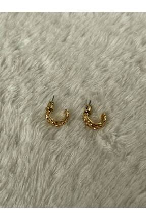 KARSEL STORE Minimalist Burgulu Motifli Küçük Boy Gold Kadın Küpe Image 0