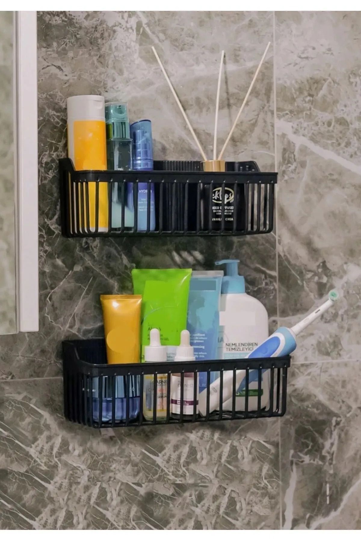 Çok Amaçlı RAf - Banyo Rafı, 2'li Banyo Düzenleyici, Duş Rafı Organizer Şampuanlık, Plastik