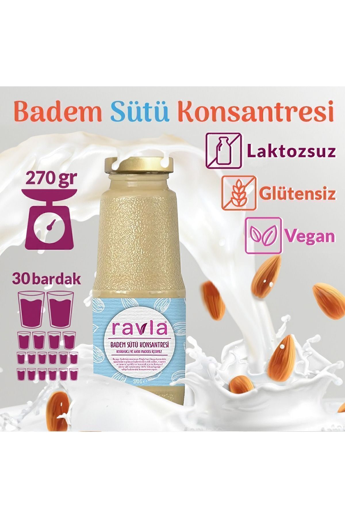 100% Badem Sütü Konsantresi / Vegan Ve Vejeteryan Beslenme-270gr