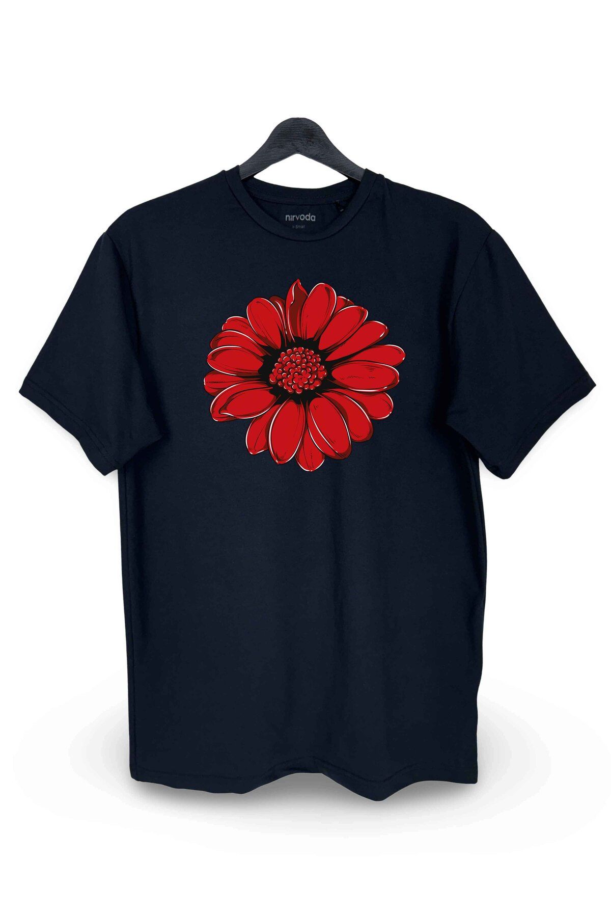 nirvodaKırmızı Gerbera ÇiçekBaskılı Loose Fit...