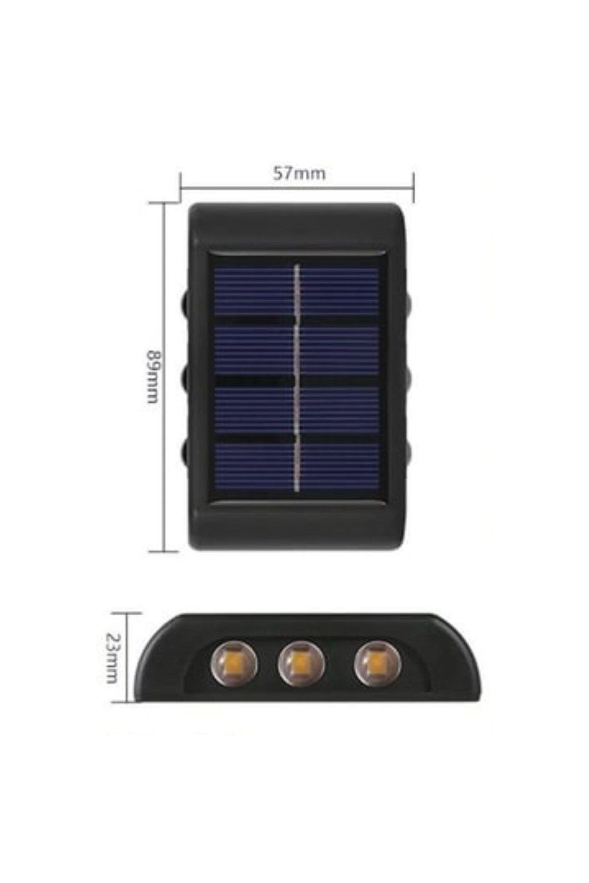 ® 6 Ledli Solar Güneş Enerjili Aplik Led, Dekoratif Duvar Monteli Gün Işığı Led