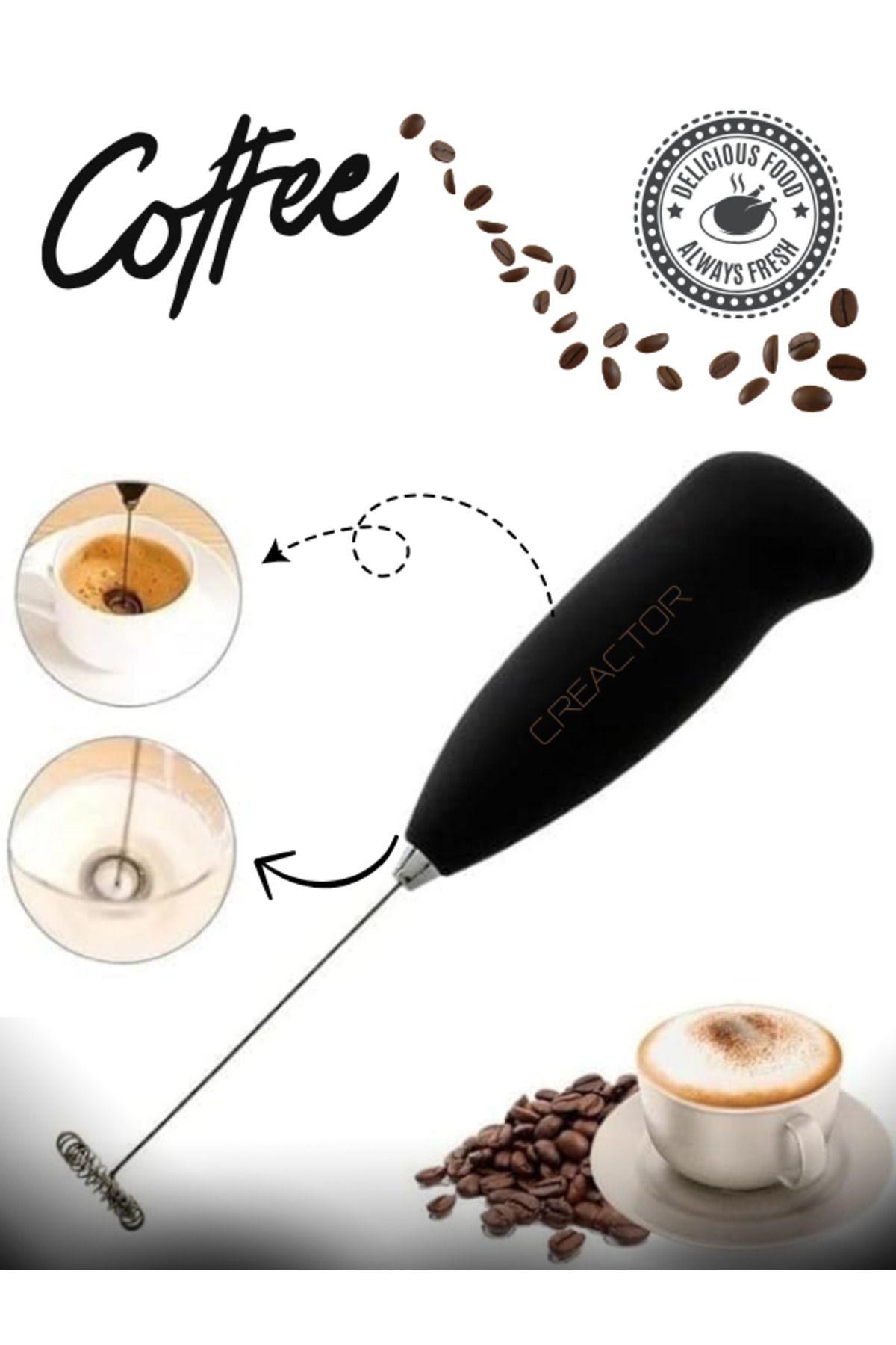 Mini Mixer Otomatik Kahve Süt Köpürtücü Karıştırıcı Cappucino Mikser 63011